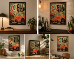 Retro Cocktail Hour A3 Art Print - Ohne Rahmen