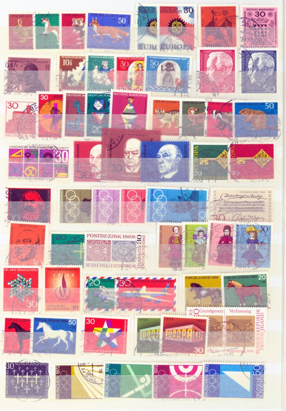 Alle Briefmarken: BRD SUPER  SLG. 8 Seiten ab Posthorn bis 1972 (AX594) – Gebraucht aus Seuzach von Philahits 5