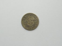 Schweizer Münze, 5 Rappen, Jahrgang 1850 BB, sehr selten