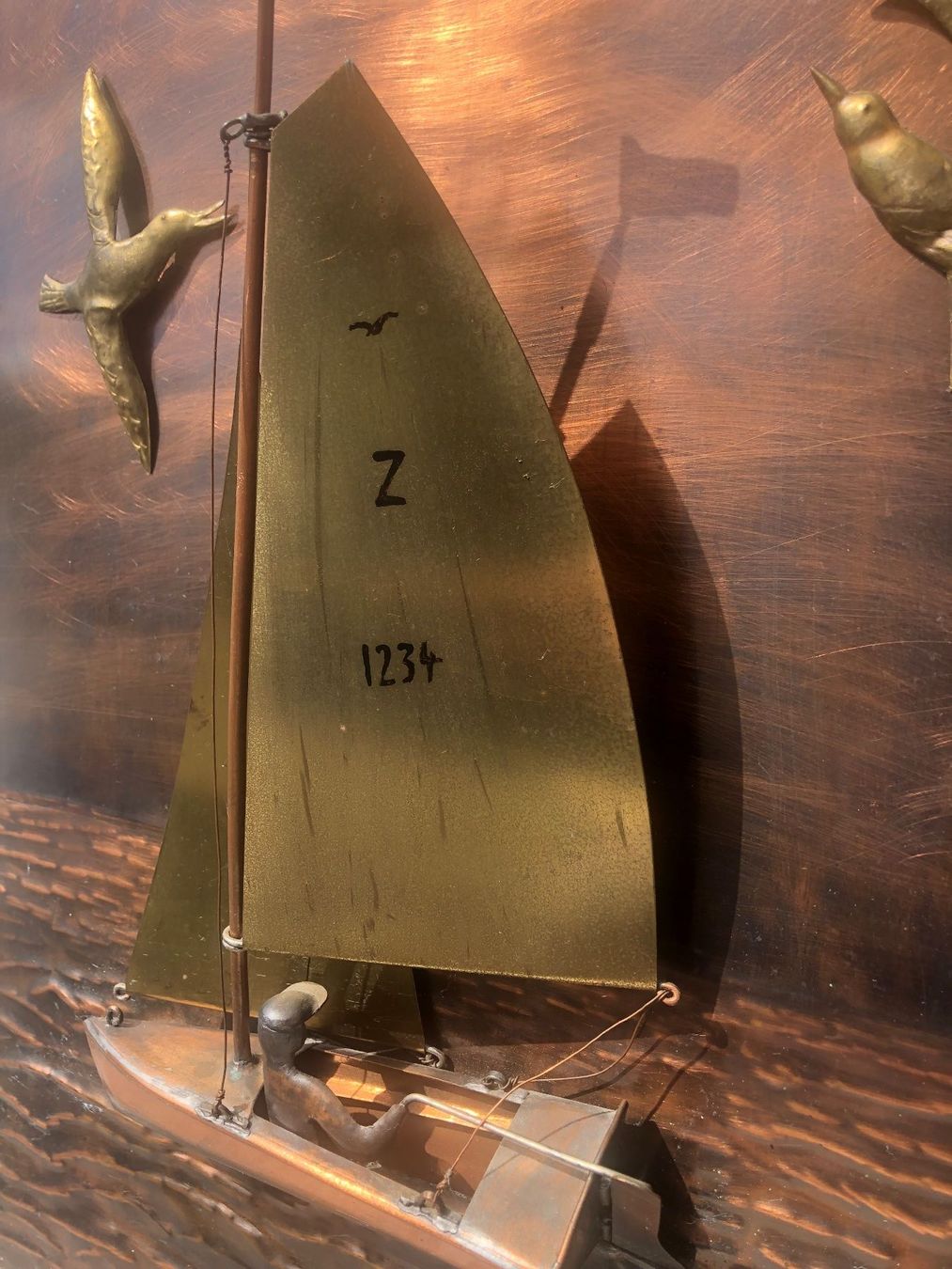 Foto & Immagini: KUNST Kupferbild Segelboot mit möven – Usato da BERNECK venduto da kappi321