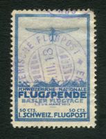 Vorläufer 1913⊙ Flugpost II Basel, mit Attest, ZS 490.00