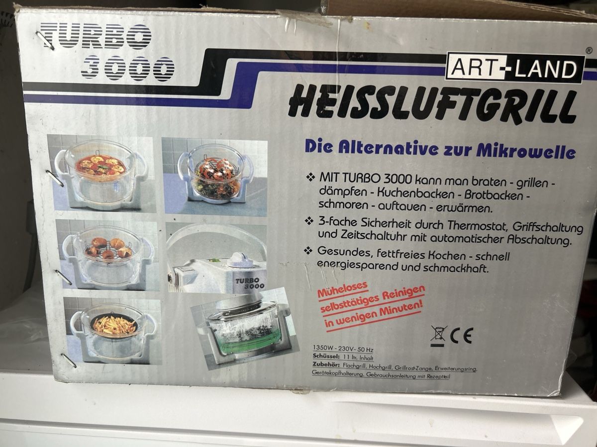 Elettrodomestici da cucina: Neu Turbo 3000 Heissluftgrill – Nuovo e nell'imballaggio originale da Dulliken venduto da Lindt.1845 3