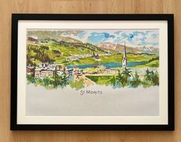 St. Moritz Giacometti Fine Art Print Engadin Postkarte