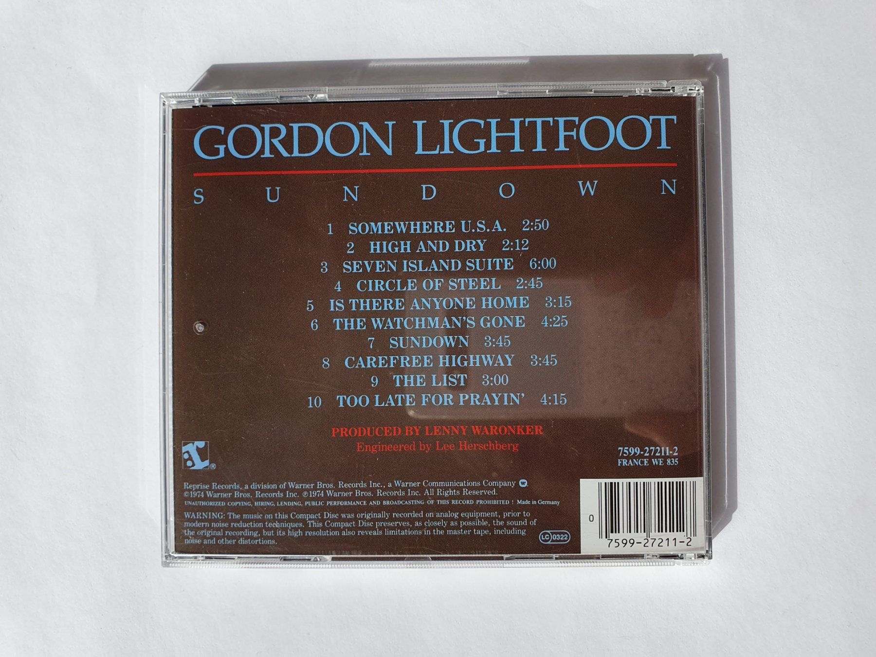 CD: CD Gordon Lightfoot - Sundown – Usato da St. Margarethen TG venduto da Schachmatt 1