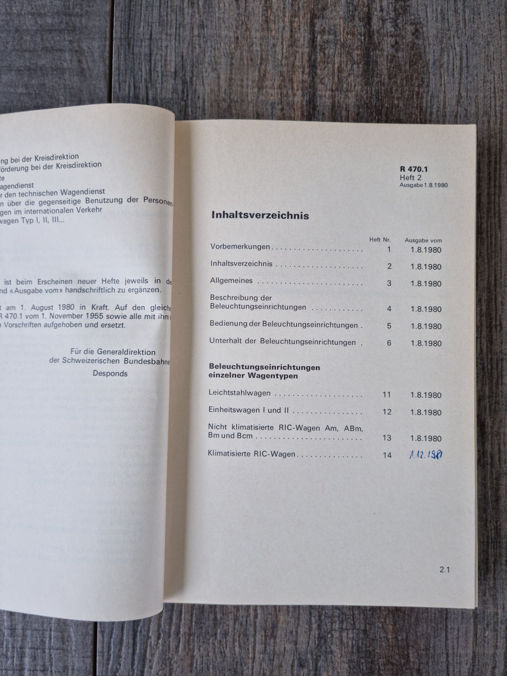 SBB/CFF/FFS Documenti: SBB Reglement 470.1, Beleuchtung der Wagen – Usato da Bözberg venduto da heinz-d 1