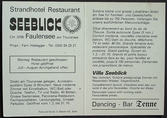 Cartoline postali: FAULENSEE Hotel Restaurant Seeblick – Nuovo (secondo la descrizione) da Jona venduto da philajona 1