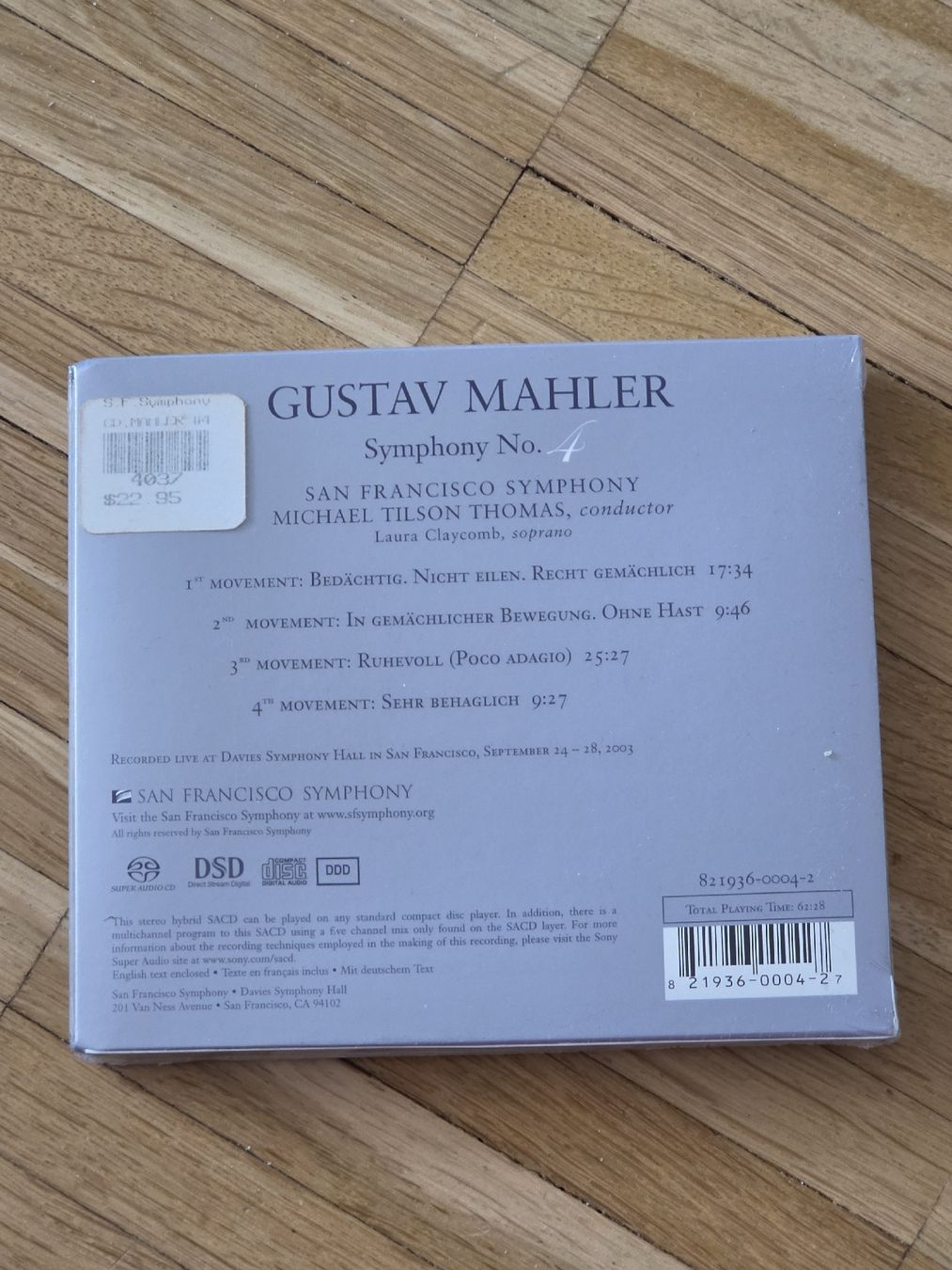 CD: Neue SACD: Gustav Mahler Symphony No. 4 – Nuovo e nell'imballaggio originale da Aesch BL venduto da immon 1