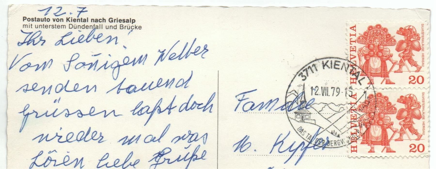 Cartes postales: KIENTAL Postauto nach Griesalp – D'occasion à Jona par philajona 1