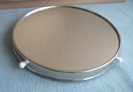 Vintage Tortenplatte drehbar Metall + Spiegel 50er Jahre