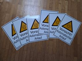 Warnschild: Vorsicht Automatischer Anlauf - Kleber