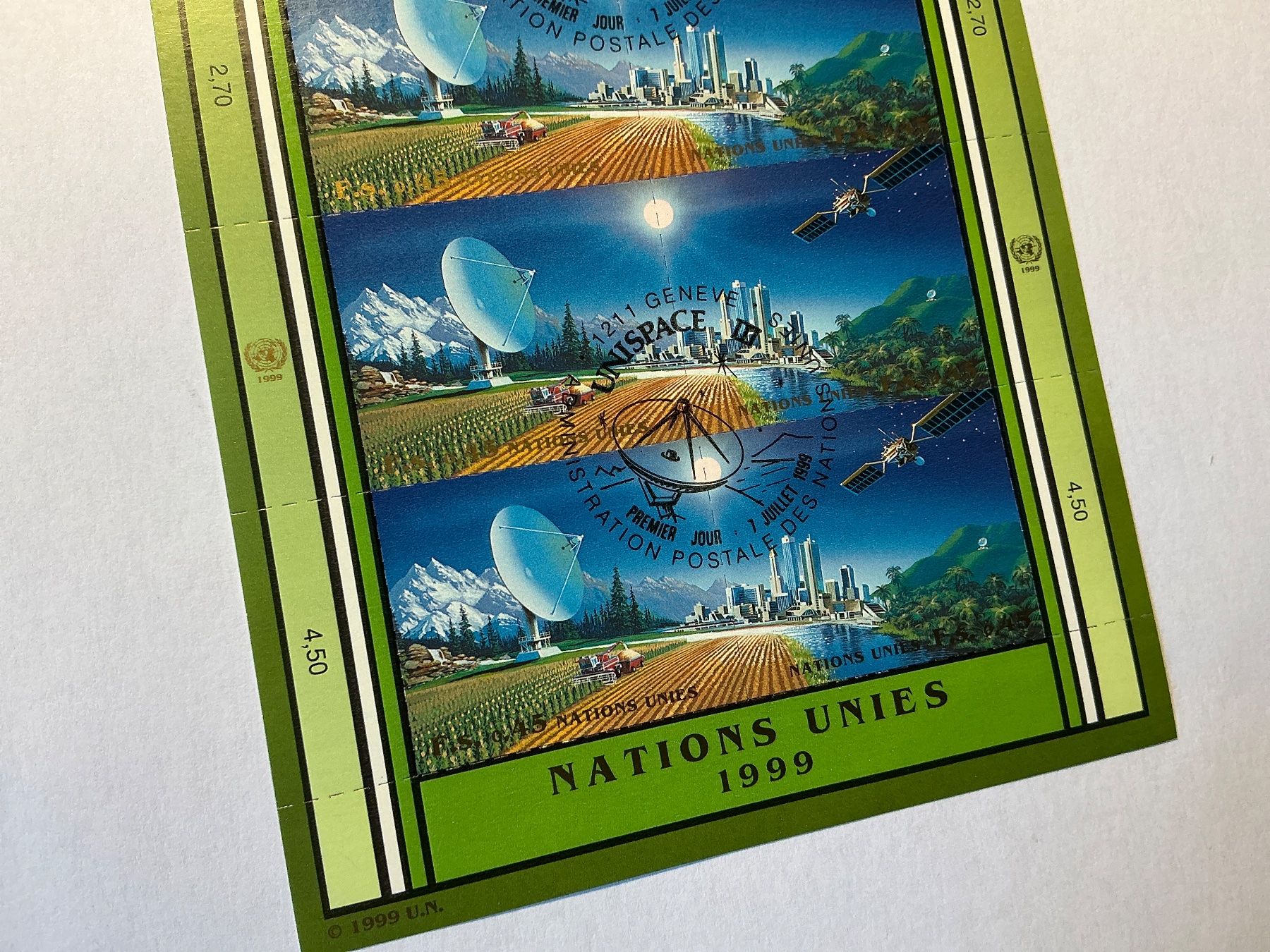 Tous les timbres: Unispace III UNO 1 Juli 1999 – Neuf (Voir description) à Maur par 20hcodracir11 2