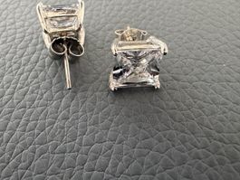 Ohrstecker Silber 925 mit Zirkonia rechteckig neu