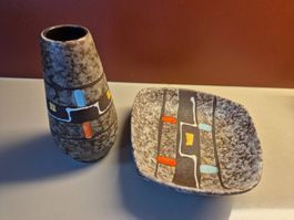 Vintage Schale und Blumenvase, ca. 60er