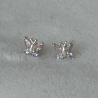 Silber 925 Funkelnde Schmetterling Ohrstecker 