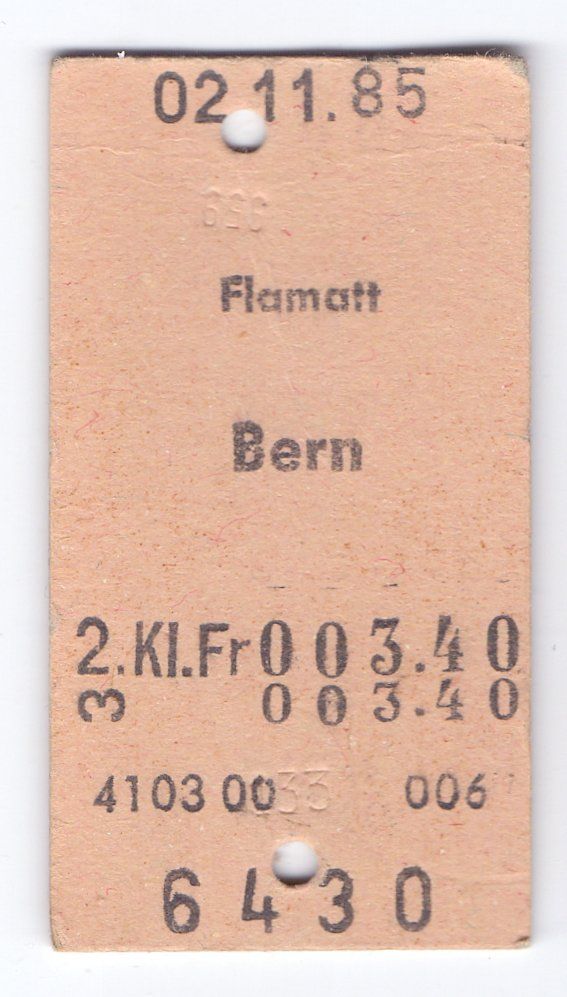 Biglietti: Billette Flamatt - Bern – Usato da Langenthal venduto da Sammlungs_aus
