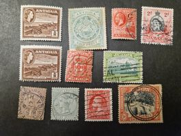 Sammlung Antike Briefmarken Antigua Jamaica Diverse Werte...