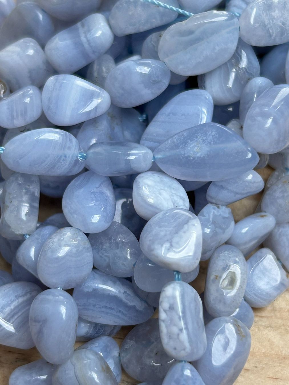 Pietre preziose: Strang echte Blue lace agate Nuggets / stone 8-10 mm – Nuovo e nell'imballaggio originale da Niederrohrdorf venduto da Ytobi 1