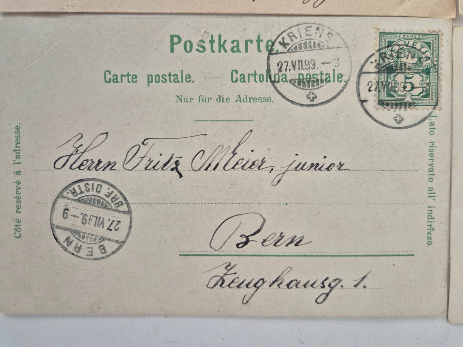 Cartoline postali: 4  AK Ansichtskarten Luzern, 1899 – Usato da Schlosswil venduto da donmarcos62 9
