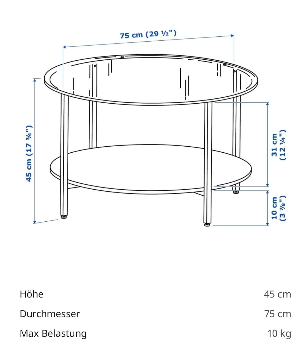 Ikea Tische: Runder Couchtisch weiss mit Muster- Glasplatte. – Gebraucht aus Sachseln von Joy032 3