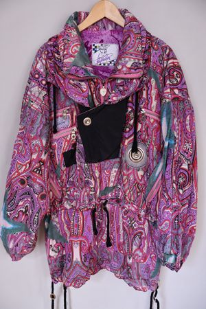 Vintage High Society Jacke Damen bunter Paisley Print