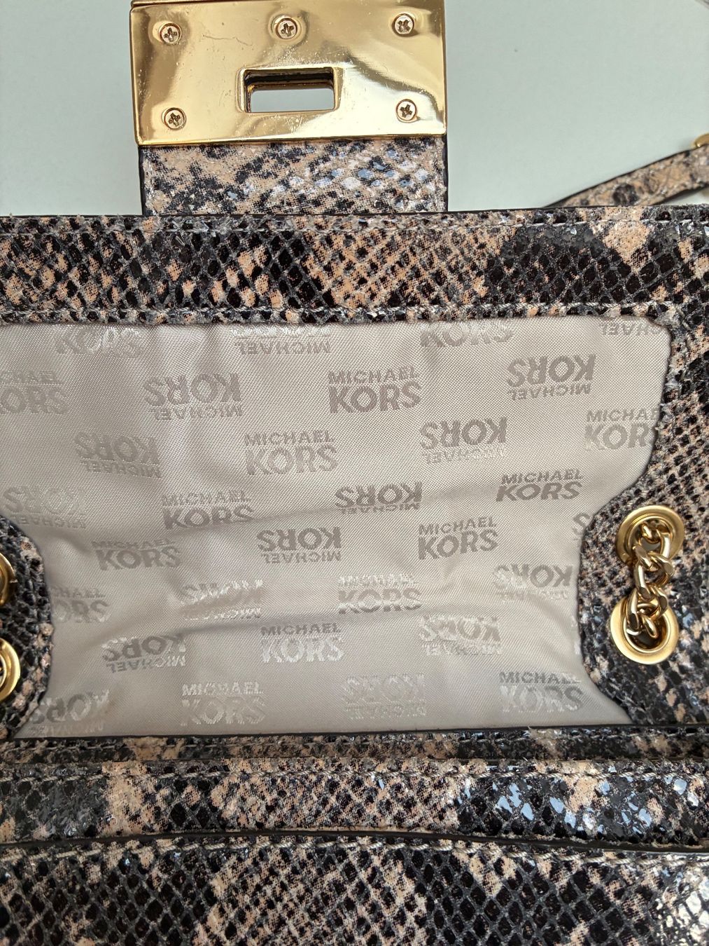 Borse da donna: Michael Kors Handtasche Python Optik, Goldkette,Top! (55) – Usato da Zürich venduto da Bhonolulu 1