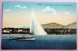 Genève - Le Jet d' eau de 90 m et le Mt-Blanc