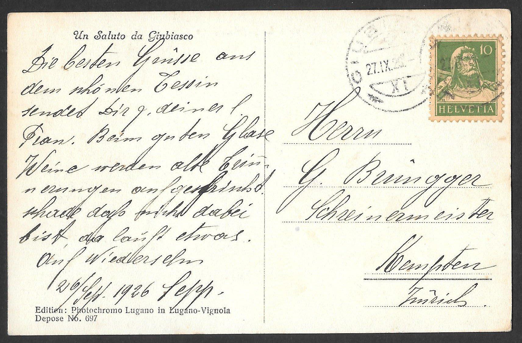 Cartoline postali: Giubiasco Panorama verso il Lago Maggiore – Usato da Olten venduto da clotaldi 1