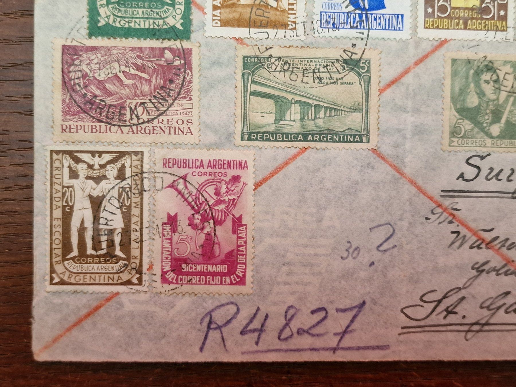 Tutti i francobolli: Rarer Bedarfs-Flugpostbrief Argentinien - St.Gallen – Usato da Aesch LU venduto da briefmarken.uray 4
