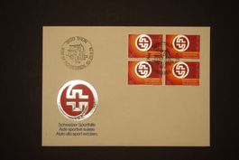 1974 Brief MiNr. 1040 Schweiz 4er Block