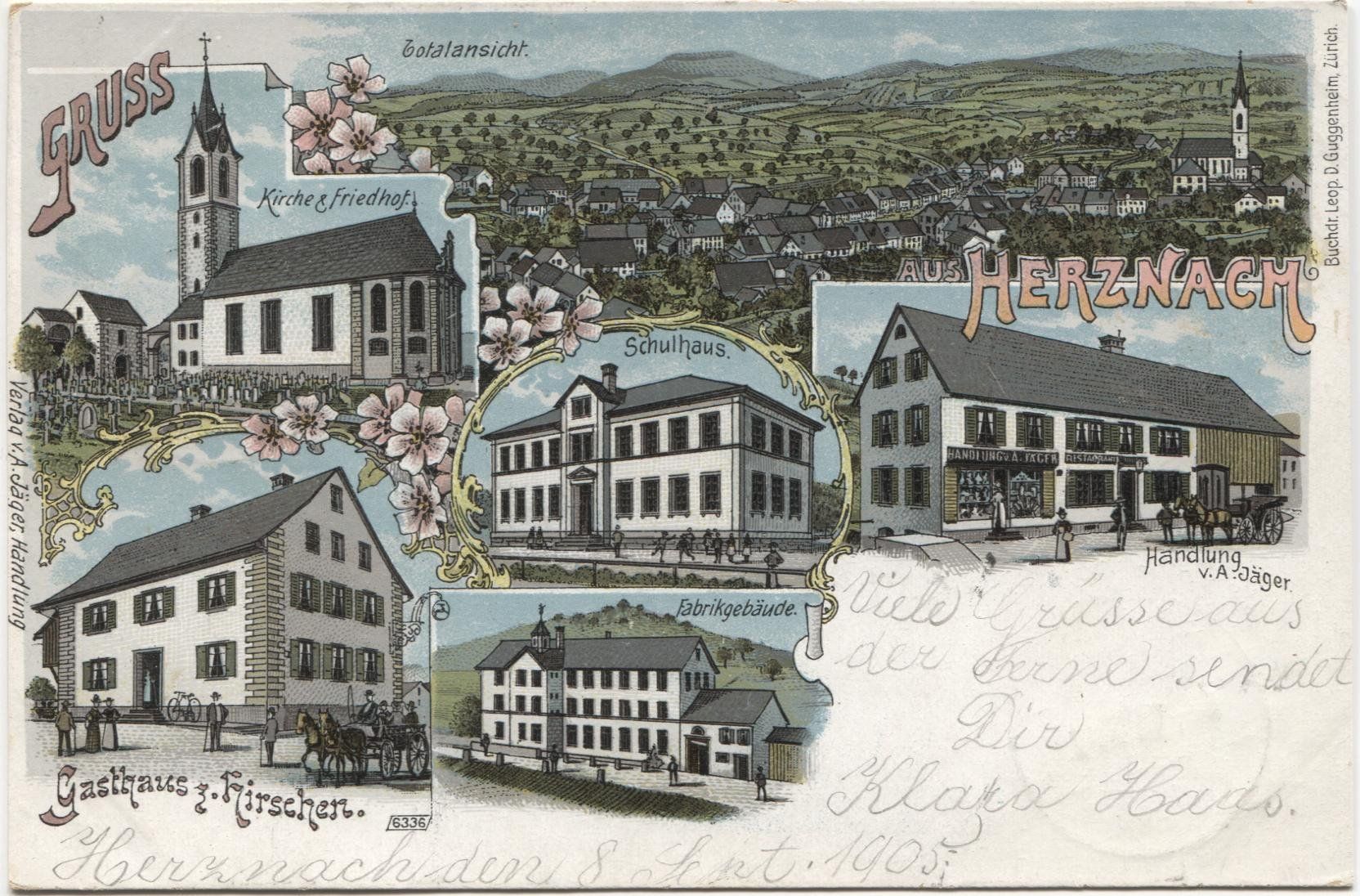 Cartoline postali: HERZNACH AG 1905 Lithografie – Usato da Rothrist venduto da Clanx