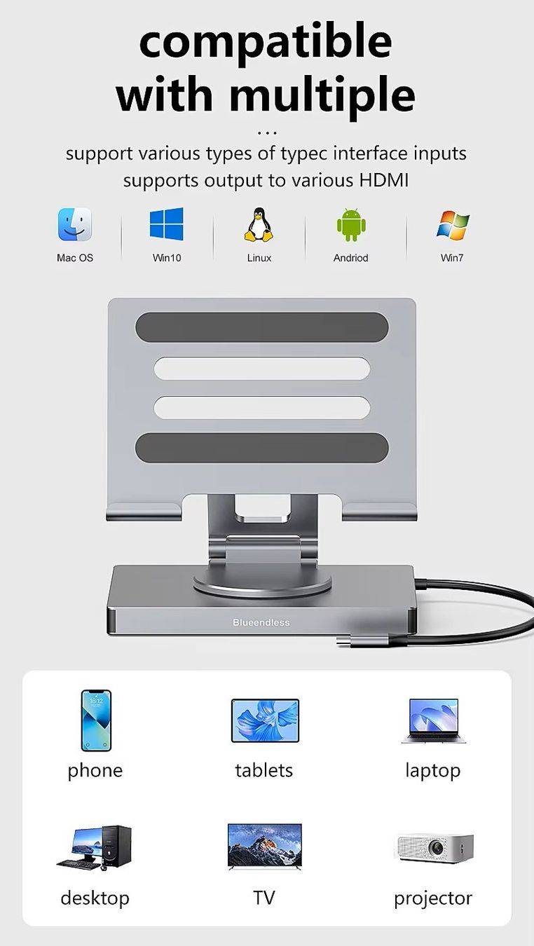 Dockingstation: Ipad stand USB C Hub 4K 60HZ HD Type-C 100W – Neu und originalverpackt aus Unterägeri von RmOnline 8