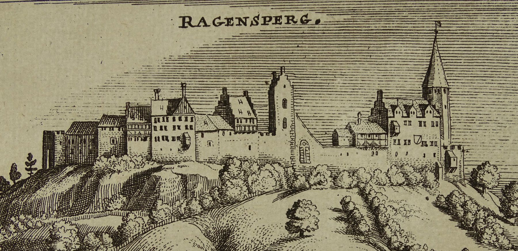 Incisioni: REGENSBERG, MERIAN KUPFERSTICH 1654 – Usato da Grüningen venduto da Kartensammler 3