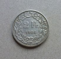 Schweiz ++ 2.- Franken 1904, gute Erhaltung