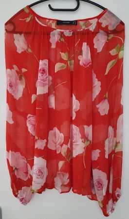 HALLHUBER Bluse, 36, rot/mehrfarbig