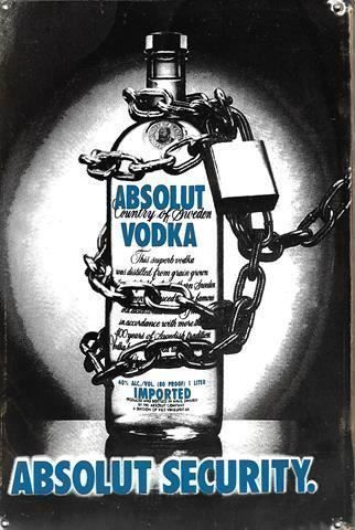 Insegne: Rusty Blechschild-ABSOLUT VODKA-AB SECUR – Nuovo e nell'imballaggio originale da Rupperswil venduto da big-one-sale