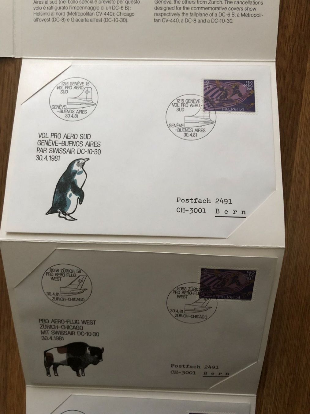 Tutti i francobolli: Pro Aero-Sternflüge/Jubiläumsflug 1981, div. Destinationen – Nuovo e nell'imballaggio originale da Landquart venduto da interesse63 5
