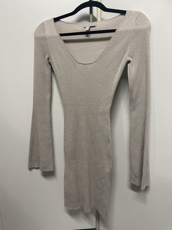 H&M Strickkleid, beige, Grösse XS 