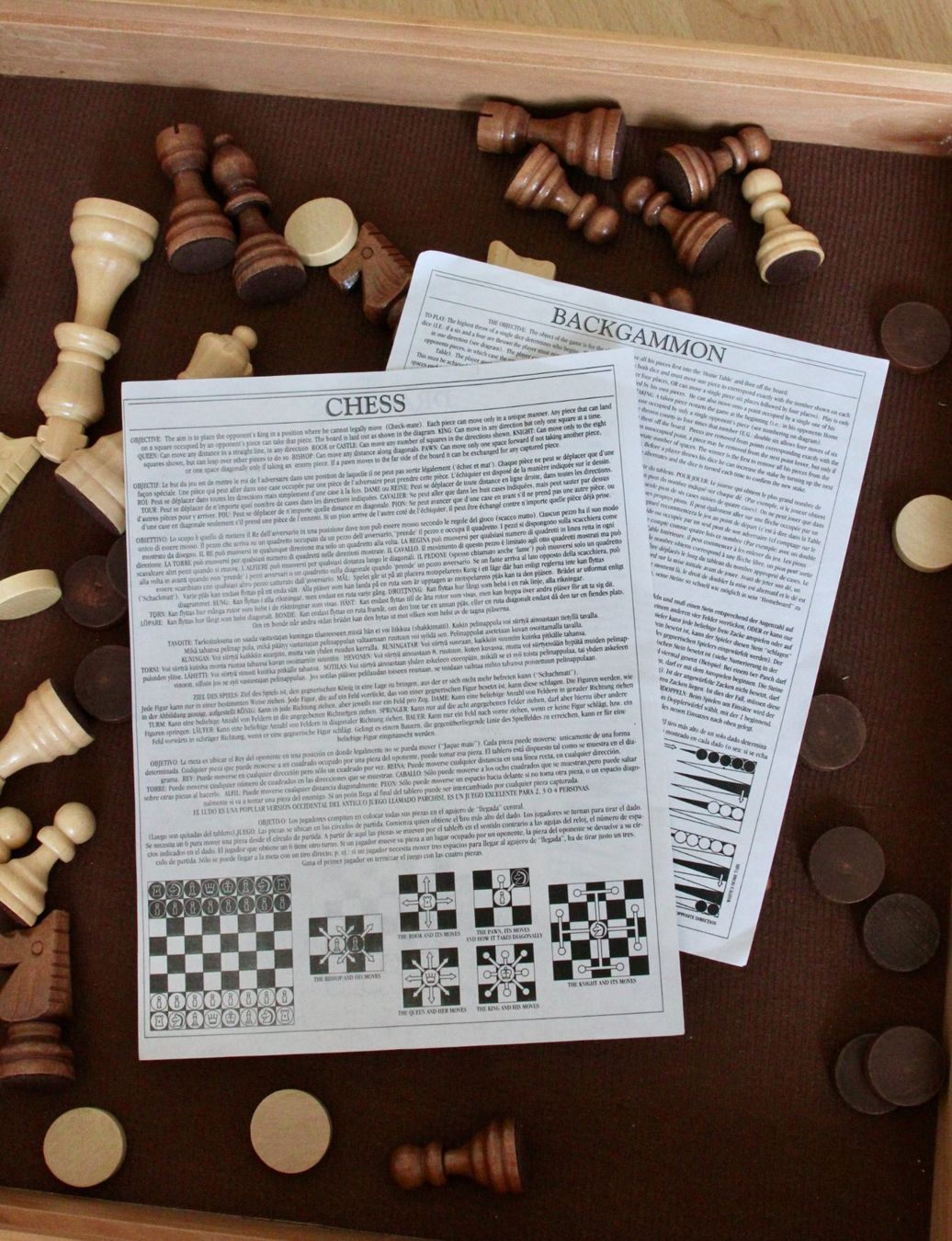 Spiele: Schach, Dame, Backgammon in Holzkiste – Gebraucht aus Münchenstein von brigser 5