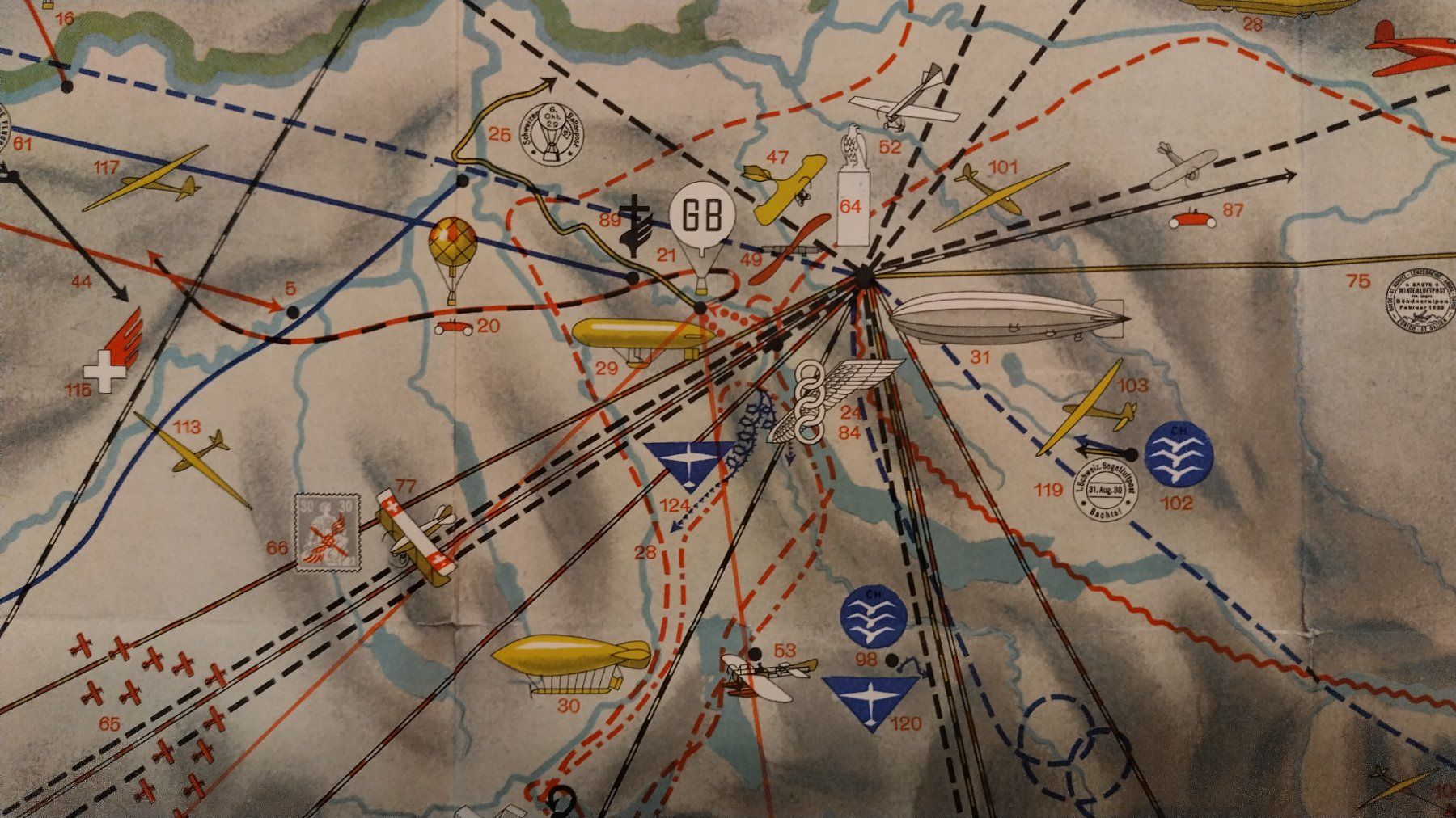 Cartine & Atlanti: Historische Karte der Schweizerischen Luftfahrt 1941 – Usato da Bellach venduto da JingleJerry 5