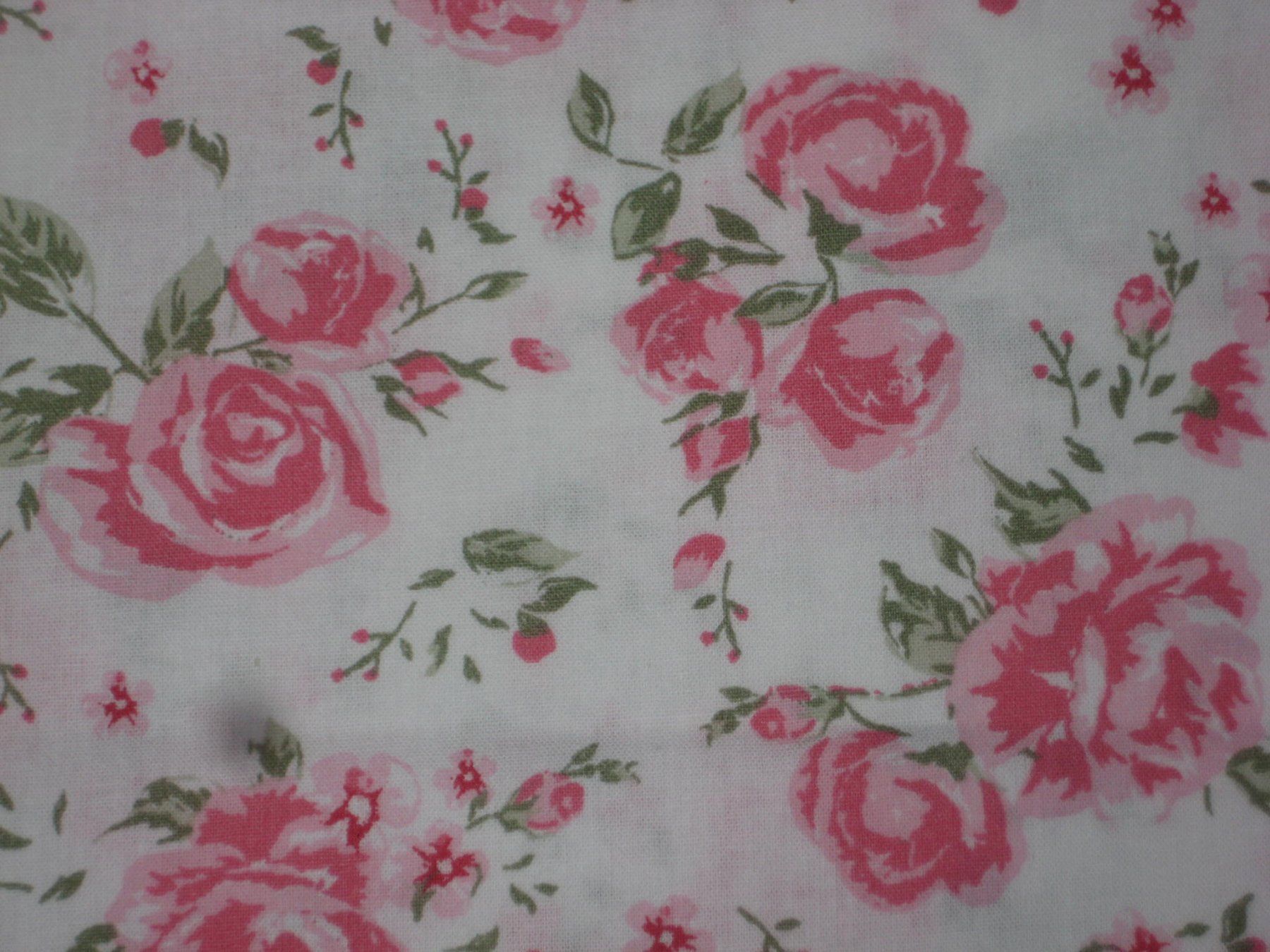 Stoffe: Baumwollstoff weiss mit rosa Rosen – Neu (gemäss Beschreibung) aus Füllinsdorf von Schlupp 1