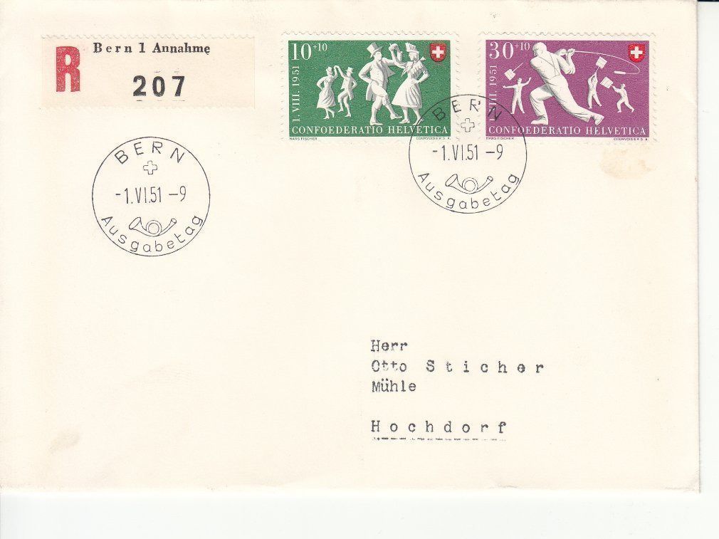 Tutti i francobolli: SBK B51 - B55 FDC d – Usato da Bürglen TG venduto da StampGraf 2