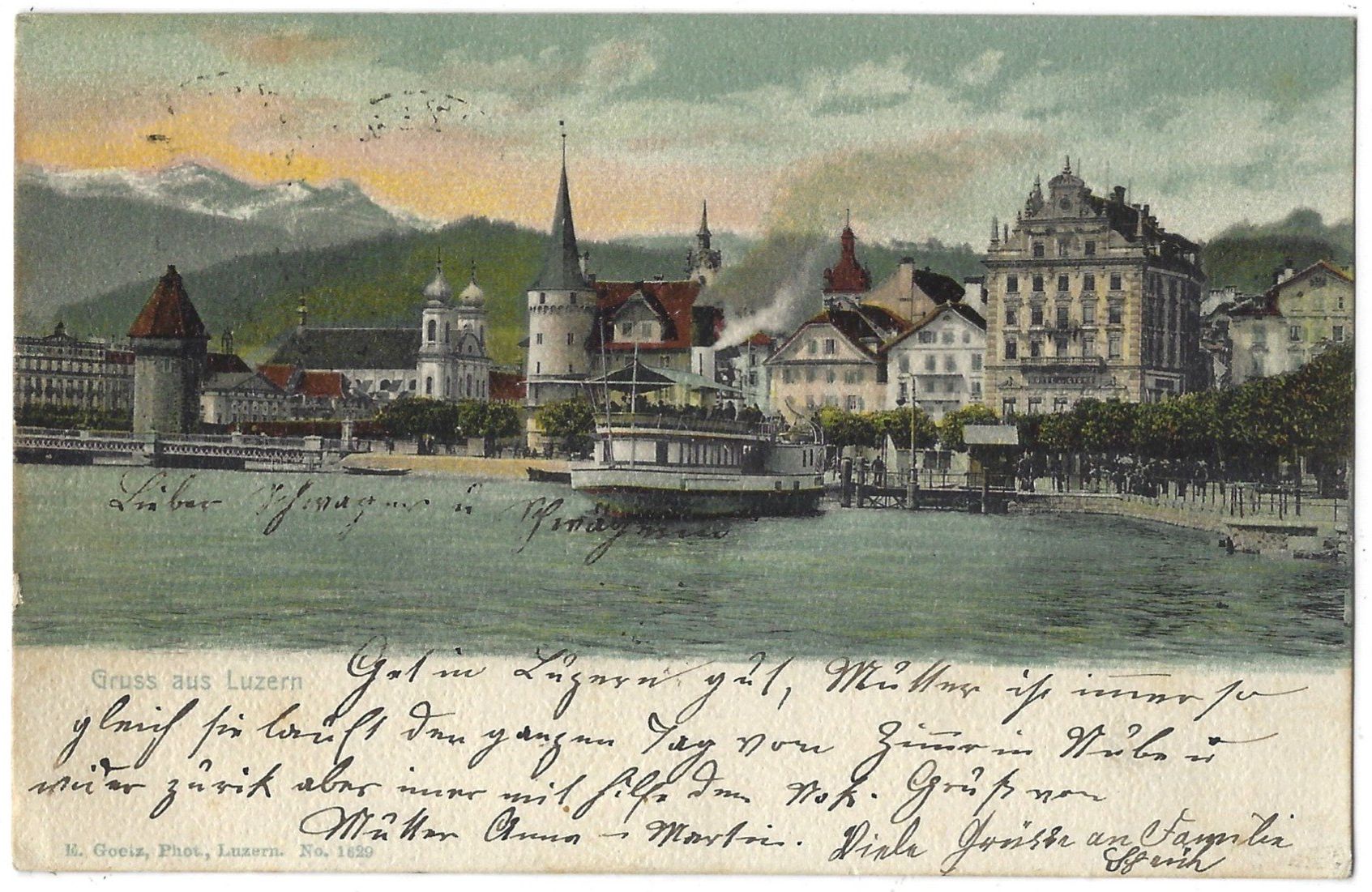 Ansichtskarten: Gruss  aus  Luzern    -    mit Dampfschiff – Gebraucht aus Bütschwil von Jackson1A