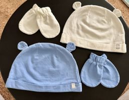Babymützen mit Bärenohren + Fäustlinge – 2 Sets: 6–12 Monate