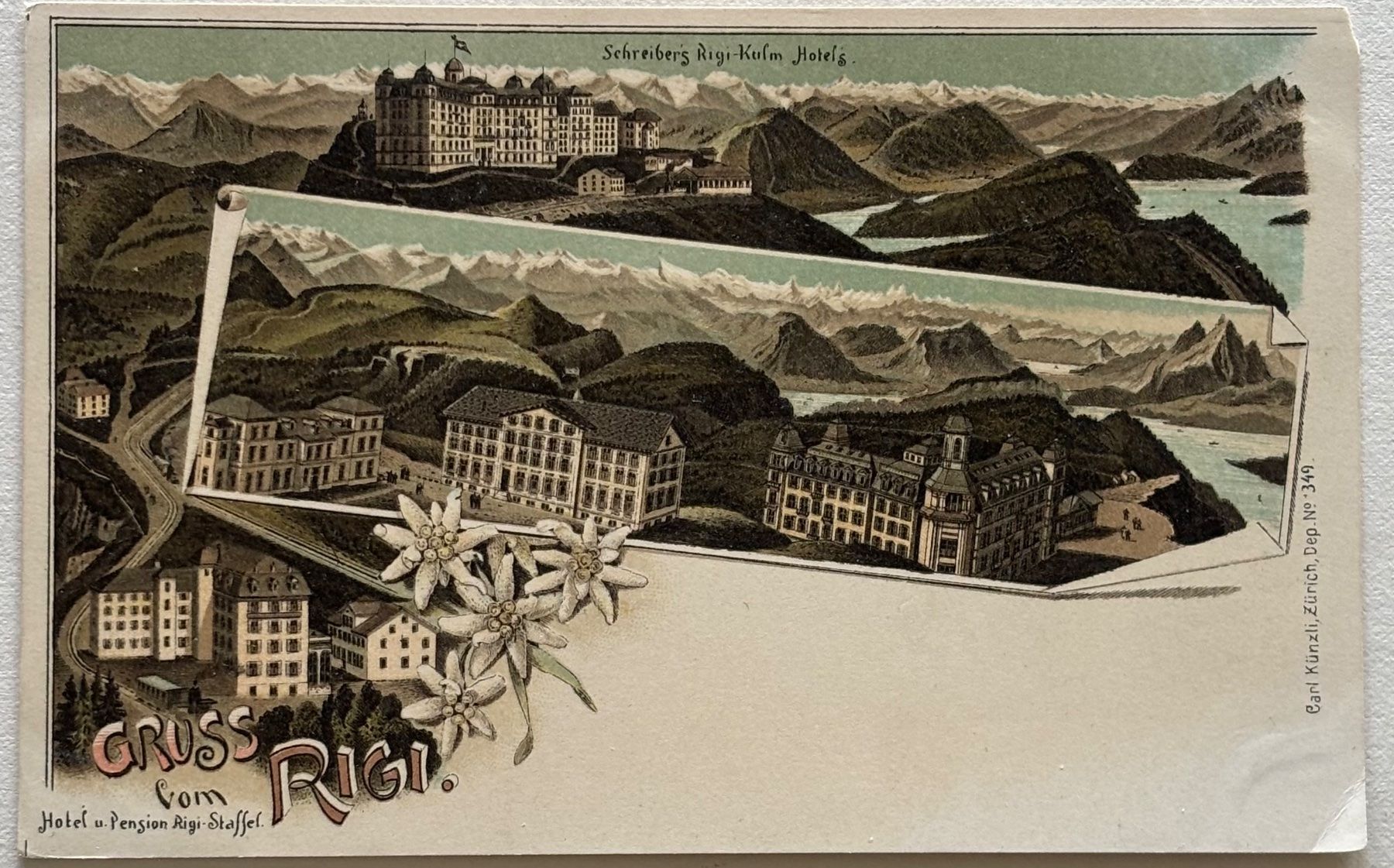 Cartoline postali: Gruss vom Rigi, Litho – Usato da Frauenfeld venduto da Merk52