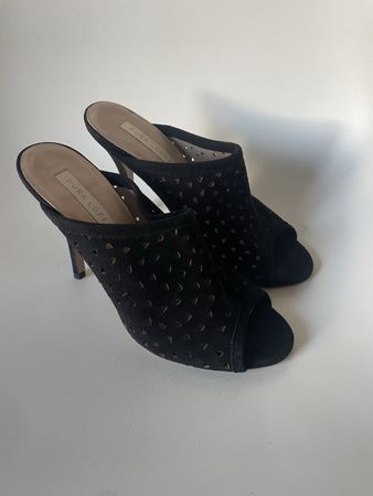 mules Pura Lopez en daim noir ajouré, taille 35,5