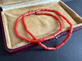 Vintage echte Korallen Kette mit Silber Verschluss 925