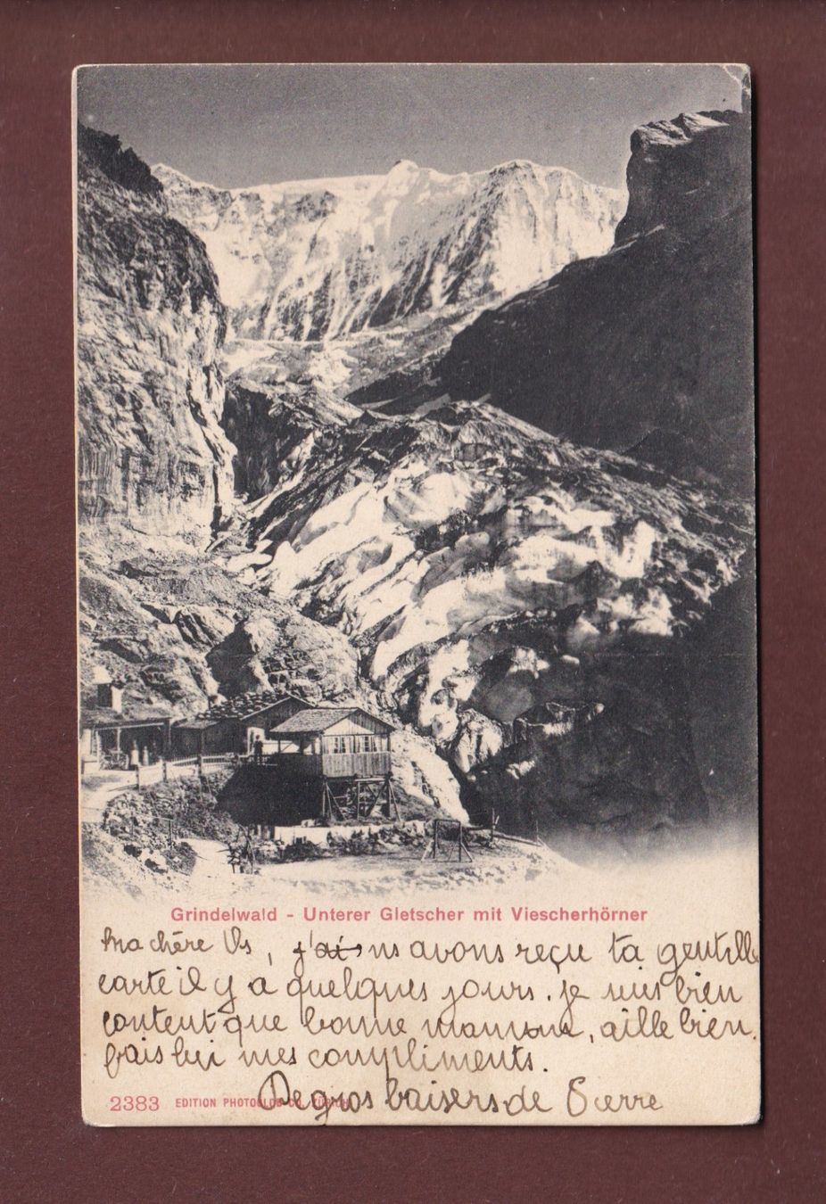 Cartoline postali: GRINDELWALD - Unterer Gletscher - 1904 – Usato da Pully venduto da nicecards
