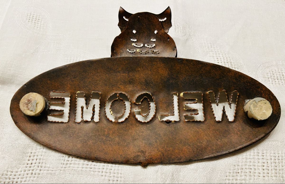 Insegne: Deko-Schild "Welcome" mit Eule, Metall, Vintage-Look – Usato da Lengnau AG venduto da Mefari 2