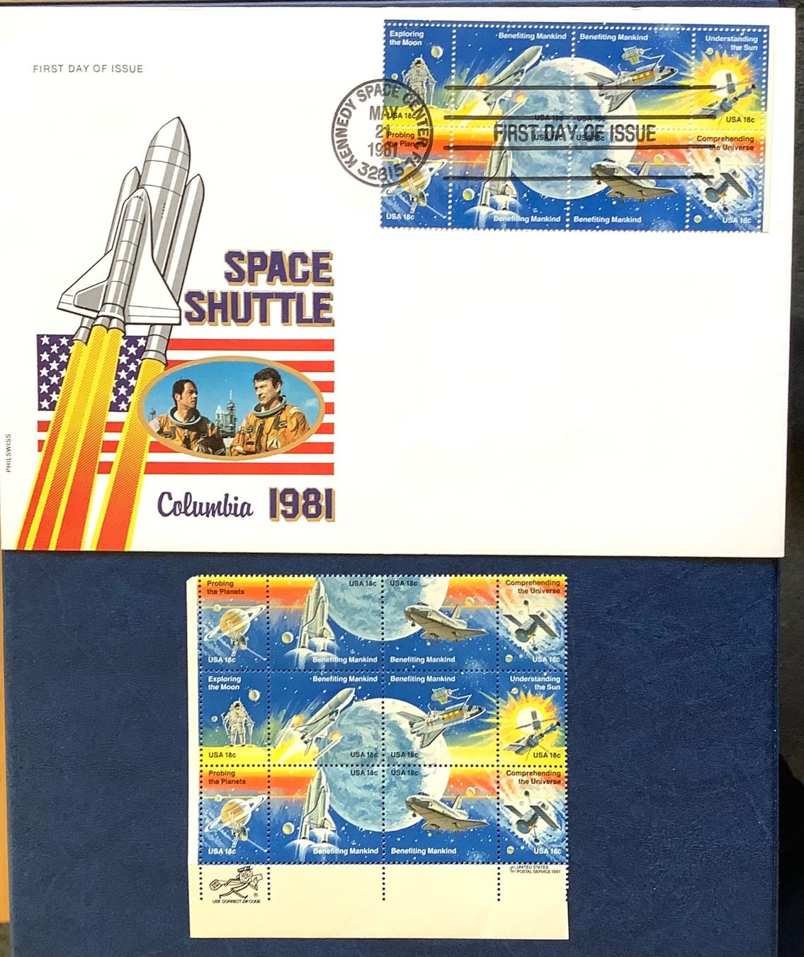 Alle Briefmarken: 1981 USA / FDC Space Shuttle Grossbrief + 12er  Block ** – Neu (gemäss Beschreibung) aus Liestal von Skunk02