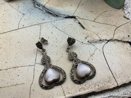 Vintage Ohrstecker, Sterlingsilber mit Perlmutt